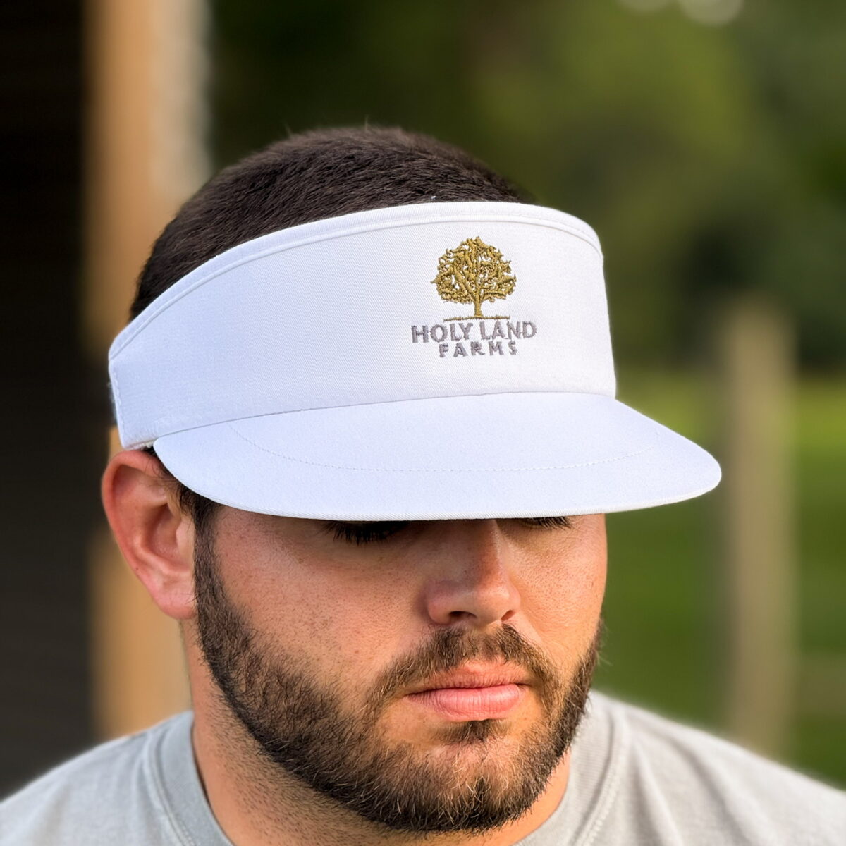 Holy Land Farms Embroidered White Visor